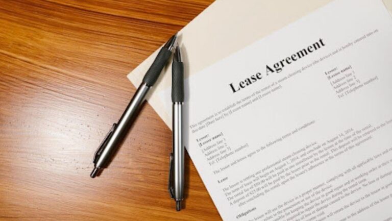 Lease agreement on a wooden table